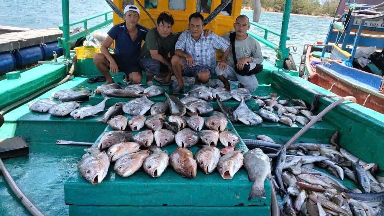 Guest on deck during a first offshore fishing trip from Phu Quoc